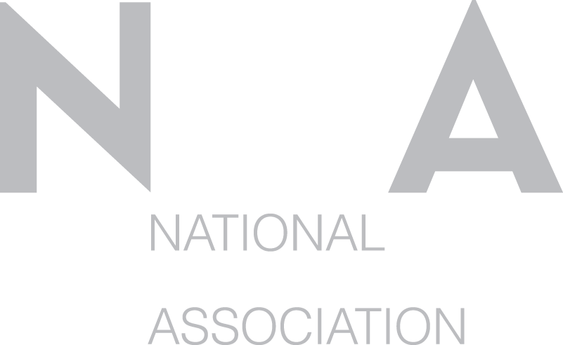 A black and white logo for the national kitchen + bath association.