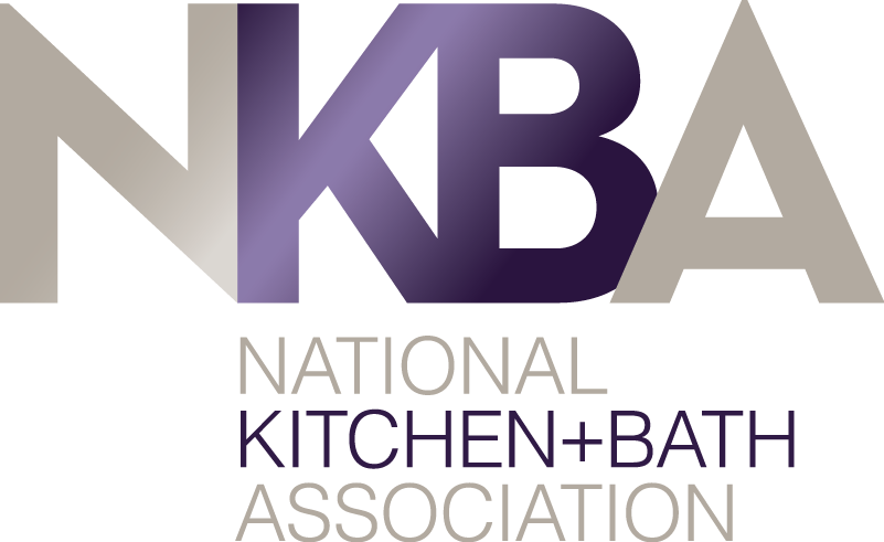 A black and purple logo for the national kitchen + bath association.